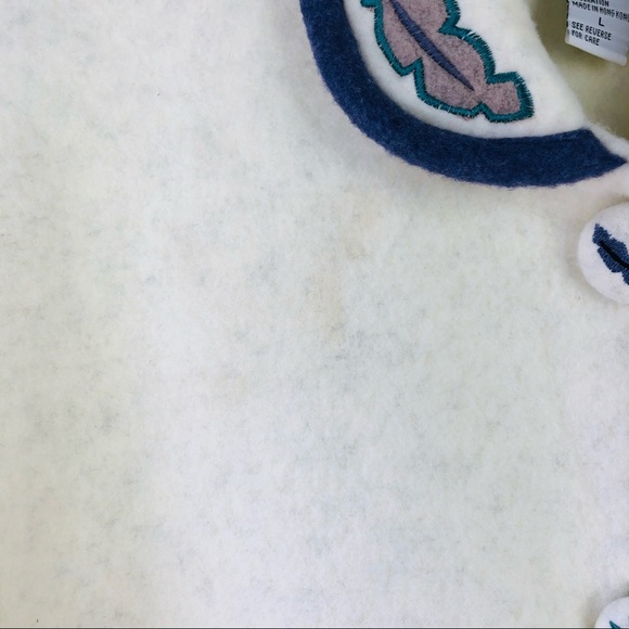 NEW Teddi cream green fleece trees deer button winter holiday jacket large - Picture 9 of 10